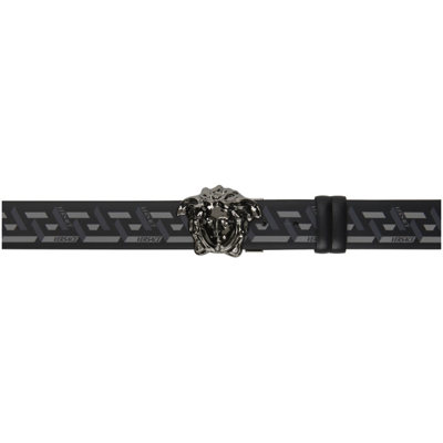 Shop Versace Reversible Black & Grey La Medusa La Greca Belt In 5b05e Grey