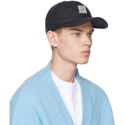 Shop We11 Done Grey Padded Flannel Logo Cap In Charcoal