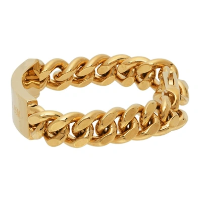 Shop Alyx Chain Logo Id Bracelet In Gold Shinygld0003