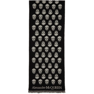 Shop Alexander Mcqueen Black Reversible Skull Scarf In 1078 Black/