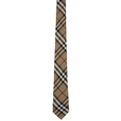 Shop Burberry Beige Classic Cut Check Tie In Dark Birch Brown
