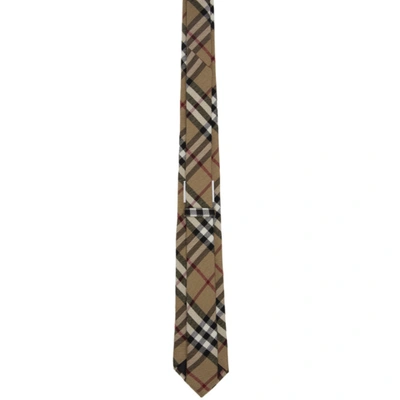 Shop Burberry Beige Classic Cut Check Tie In Dark Birch Brown