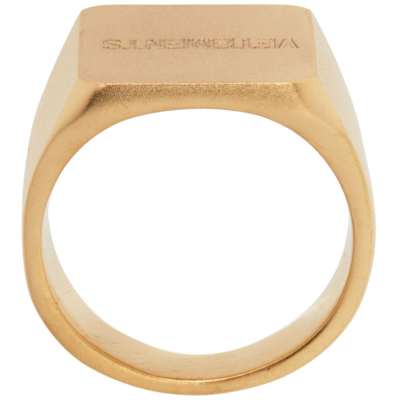 Shop Vetements Gold Logo Signet Ring