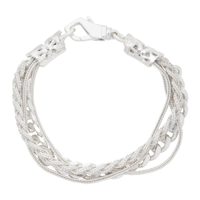 Shop Emanuele Bicocchi Silver Chain Braided Bracelet In Icy