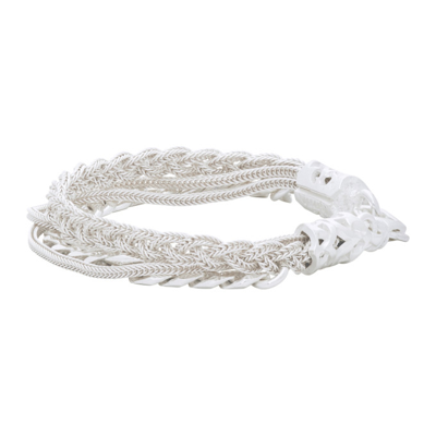 Shop Emanuele Bicocchi Silver Chain Braided Bracelet In Icy