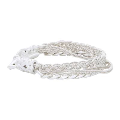 Shop Emanuele Bicocchi Silver Chain Braided Bracelet In Icy
