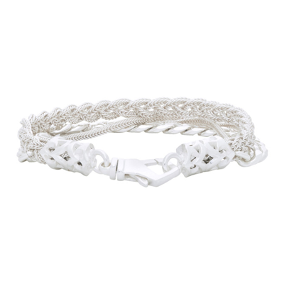Shop Emanuele Bicocchi Silver Chain Braided Bracelet In Icy