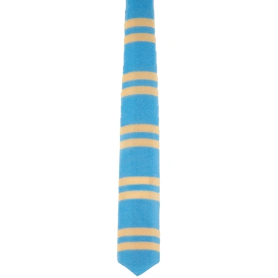 Our Legacy Blue & Beige Knitted Frat Neck Tie In Peace Blue | ModeSens