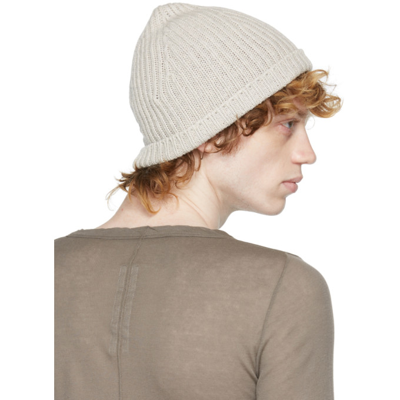 Shop Rick Owens Off-white Cashmere Beanie In 61 Oyster