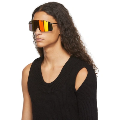 Rick Owens Multicolor Shielding Sunglasses In 91000 Blk/rainbow
