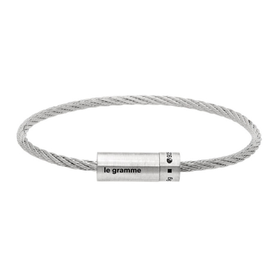 Shop Le Gramme Silver Brushed 'le 9 Grammes' Cable Bracelet