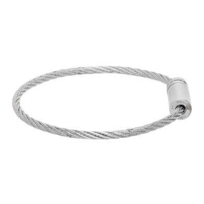 Shop Le Gramme Silver Brushed 'le 9 Grammes' Cable Bracelet