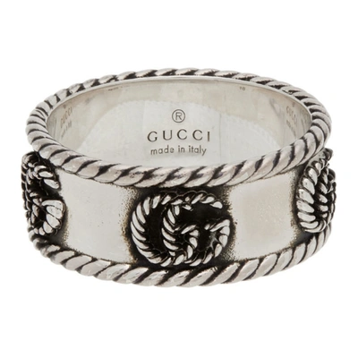 Shop Gucci Silver Double G Marmont Chain Ring In 0701 Argento Aureco