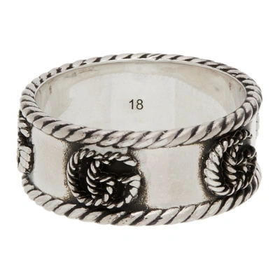 Shop Gucci Silver Double G Marmont Chain Ring In 0701 Argento Aureco