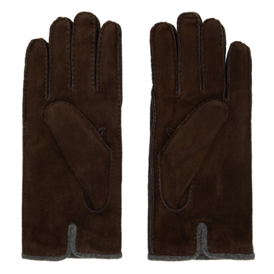 Shop Loro Piana Brown Suede Damon Gloves In H027 Very Dark Brown