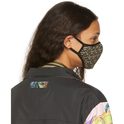 Versace Black & Khaki Logo Face Mask In 5b160 Milit