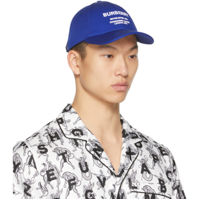 Shop Burberry Blue Horseferry Baseball Cap In Oceanic Blue