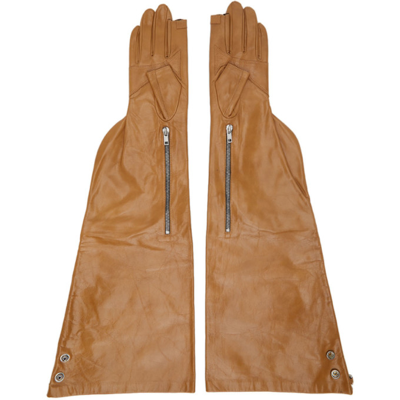 Shop Rick Owens Tan Jumbo Cargo Gloves In 24 Honey