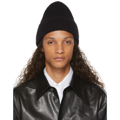 Shop Acne Studios Black Ribbed Beanie In All Black