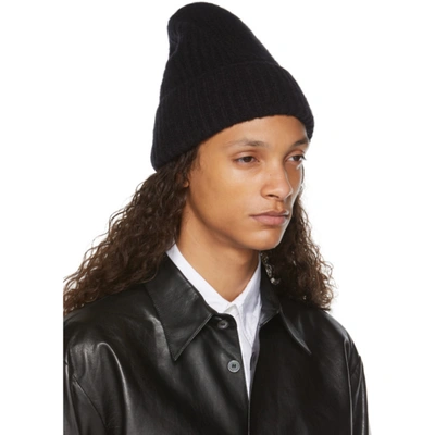 Shop Acne Studios Black Ribbed Beanie In All Black