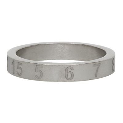 Shop Maison Margiela Silver Wide Logo Ring In 951 Silver