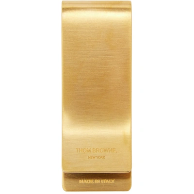 Shop Thom Browne Gold Enamel Detail Money Clip In 716 Brushed Gold