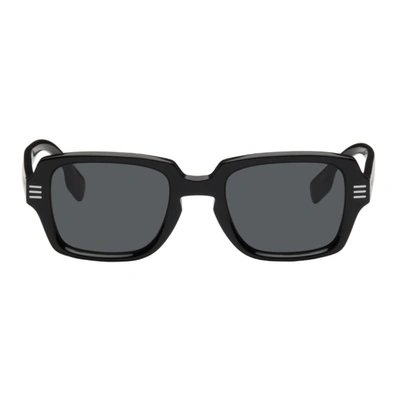 Shop Burberry Black Rectangular Sunglasses In 300187 Black