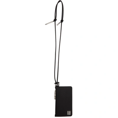 Shop Givenchy Black Zipped Strap Card Holder In 001-black