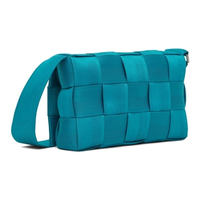 Shop Bottega Veneta Blue Webbing Messenger Bag In 4634-blaster-silver