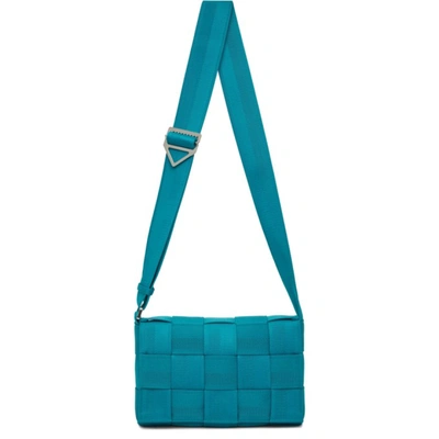 Shop Bottega Veneta Blue Webbing Messenger Bag In 4634-blaster-silver