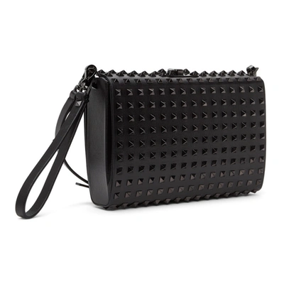 Shop Valentino Black Rockstud Alcove Crossbody Pouch In 0no Nero