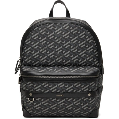 Shop Versace Grey La Greca Signature Backpack In 5b05e Grey