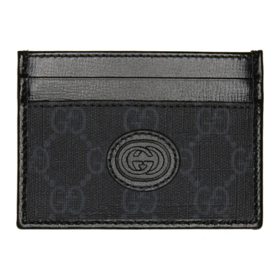 Shop Gucci Black Retro Interlocking G Card Holder In 1000 Black/black