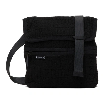 Shop Byborre Black Knit Messenger Bag In Forest Dusk