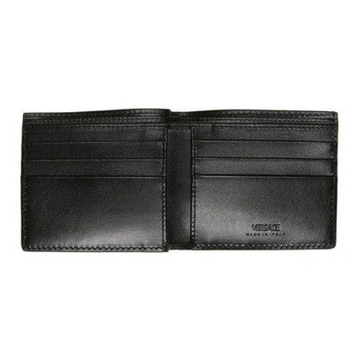 Shop Versace Black & Grey 'la Greca' Signature Wallet In 5b050 Grye