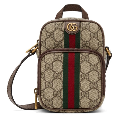 Shop Gucci Beige Mini Ophidia Bag In 8745 B.eb/n.acero/vr