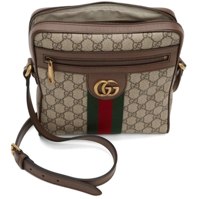Shop Gucci Beige Gg Supreme Small Ophidia Messenger Bag In 8745 B.eb/n.acero/vr