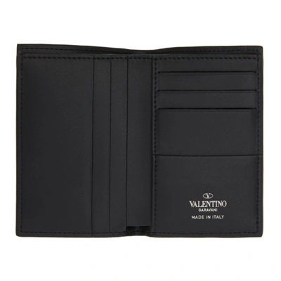Shop Valentino Black Calfskin 'vltn'card Holder In Nero/bianco