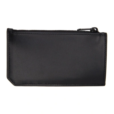 Shop Saint Laurent Black Tiny Monogramme Fragment Zip Card Holder In 1000 Black