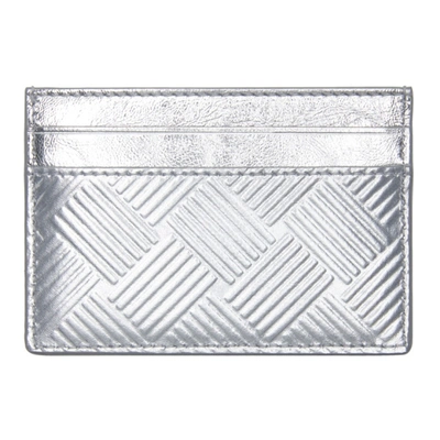 Shop Bottega Veneta Silver Calfskin & Nappa Leather Card Holder In 8101-silver-silver