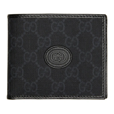 Shop Gucci Black Retro Interlocking G Wallet In 1000 Black/black