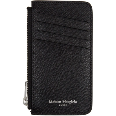 Shop Maison Margiela Black Four Stitch Zip Card Holder In T8013 Black
