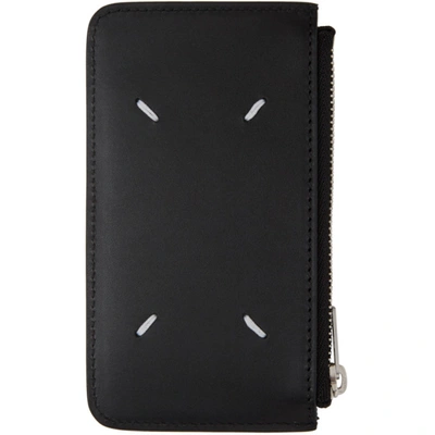 Shop Maison Margiela Black Four Stitch Zip Card Holder In T8013 Black