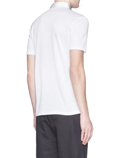 Shop Lanvin Grosgrain Collar Cotton Polo Shirt