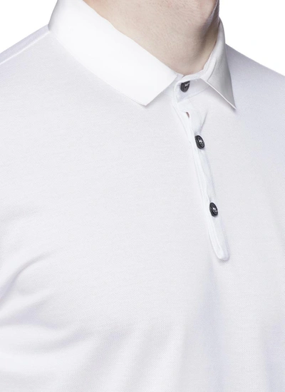 Shop Lanvin Grosgrain Collar Cotton Polo Shirt