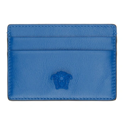 Shop Versace Blue 'la Medusa' Card Holder In 1u45v Blue