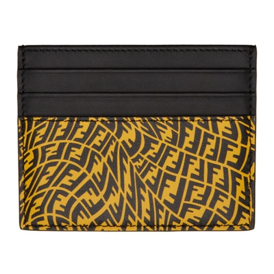 Shop Fendi Yellow & Black Ff Vertigo Card Holder In F03bh Mimos