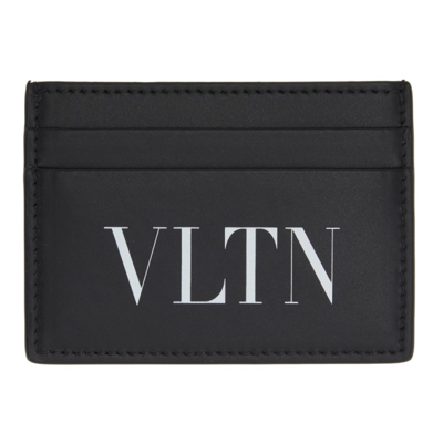 Shop Valentino Black & White 'vltn' Card Holder In Nero/bianco