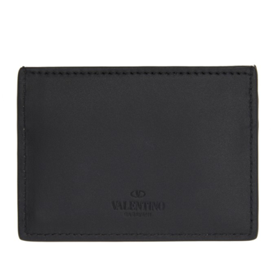 Shop Valentino Black & White 'vltn' Card Holder In Nero/bianco