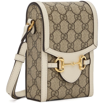 Shop Gucci Beige ' 1955' Horsebit Mini Bag In 9761 B.ebony/m.white